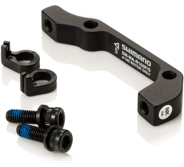 Shimano SM-MA-R160 rear disc brake adapter mounted on a bike chainstay