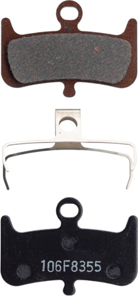 Hayes Dominion A4 semi-metallic disc brake pads installed on a mountain bike