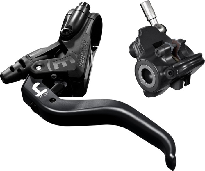 Magura MT4 brake lever set mounted on a bicycle, highlighting the ergonomic design and aluminum finish.